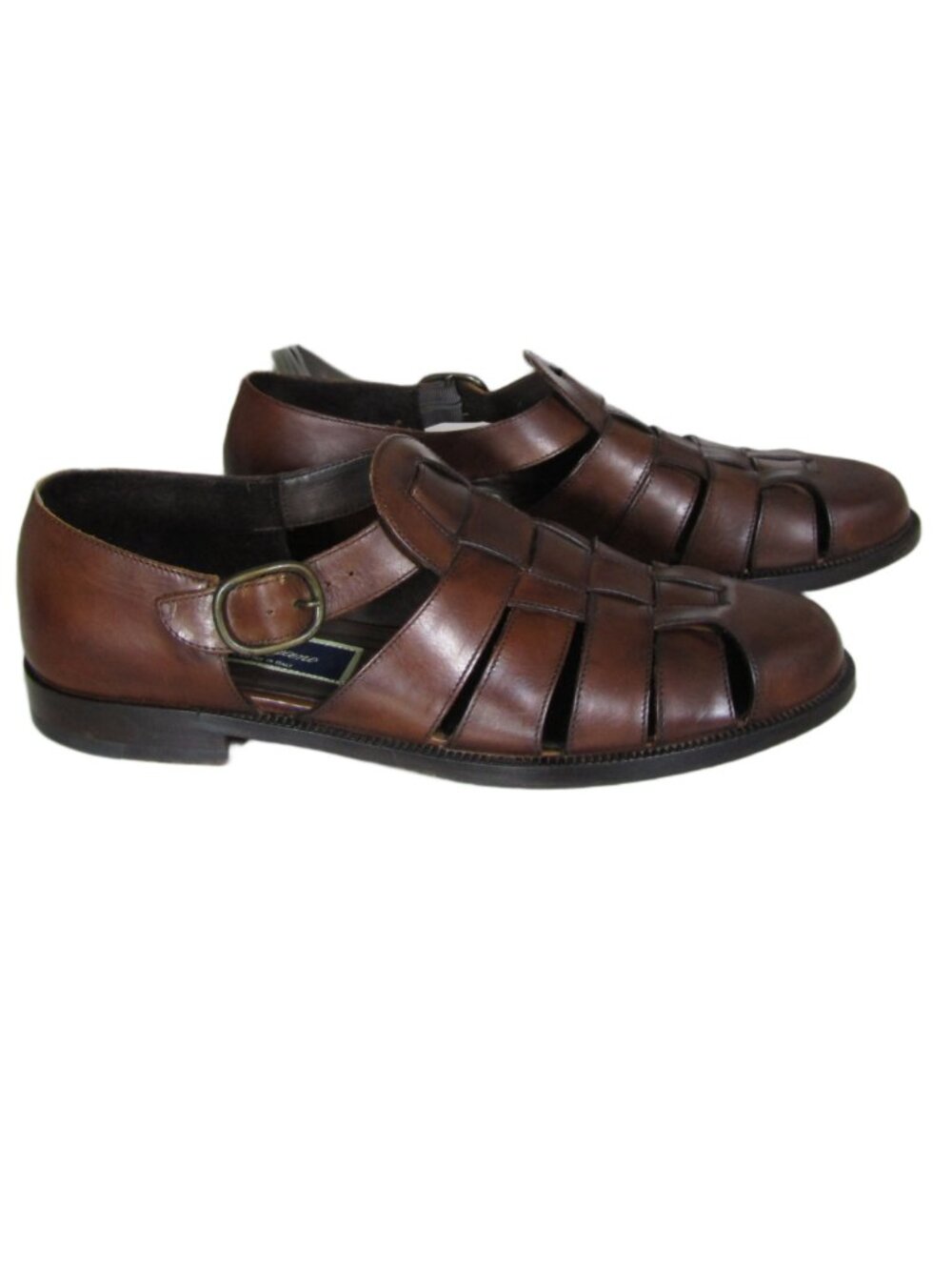 BRAGANO Men Fisherman Loafer Woven Leather English Calf Brown Italy Shoes  9 M
